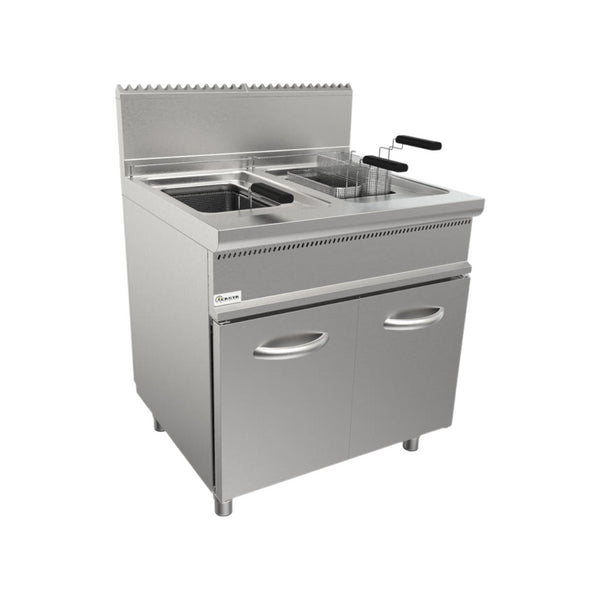 Friteuse à gaz sur meuble avec porte 2x13L 800x700x850mm 22.4kW