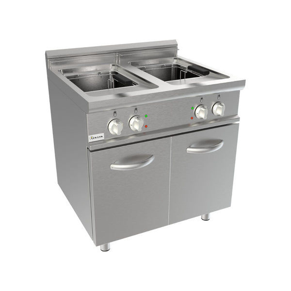 Friteuse électrique sur meuble avec porte 2x17L 800x700x850mm 33kW