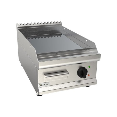 Plancha plaques à snacker lisse chromée électrique à poser 400x700x270mm