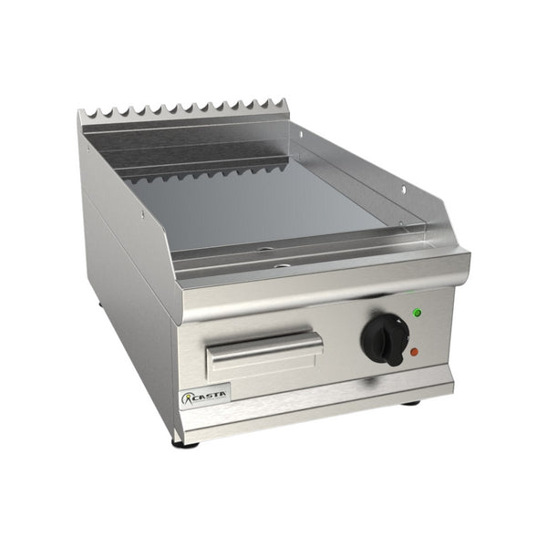 Plancha plaques à snacker lisse chromée électrique à poser 400x700x270mm