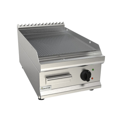 Plancha plaques à snacker rainurée chromée électrique à poser 400x700x270mm