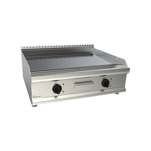 Plancha plaques à snacker lisse chromée électrique à poser 800x700x270mm