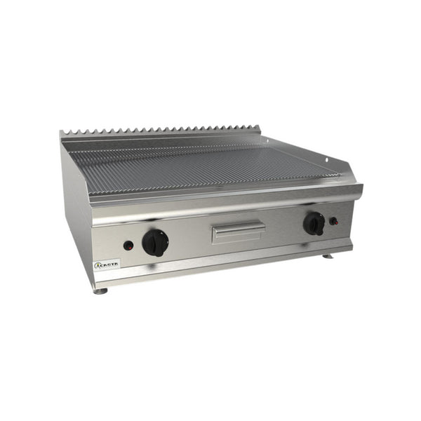 Plancha plaques à snacker rainurée chromée électrique à poser 800x700x270mm