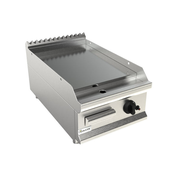 Plancha plaques à snacker lisse chromée à gaz à poser 400x700x270mm