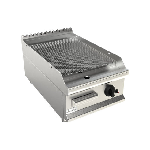 Plancha plaques à snacker rainurée chromée à gaz à poser 400x700x270mm