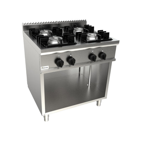 Cuisinière gaz sur meuble ouvert 4 feux 800x700x850mm 30kW