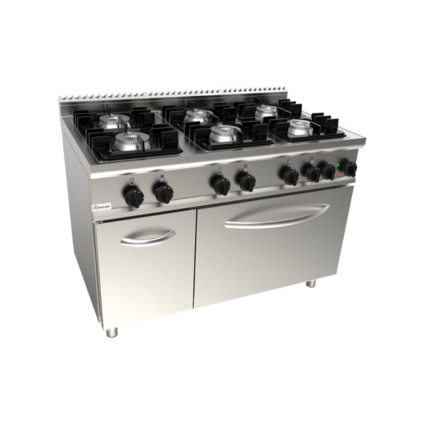 Cuisinière gaz sur four électrique 6 feux 1200x700x850mm