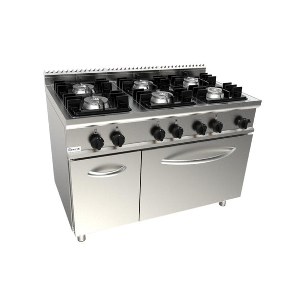 Cuisinière gaz sur four gaz 6 feux 1200x700x850mm 52.9kW