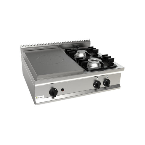 Cuisinière 2 feux + plaque coup de feu à gaz à poser 800x700x270mm