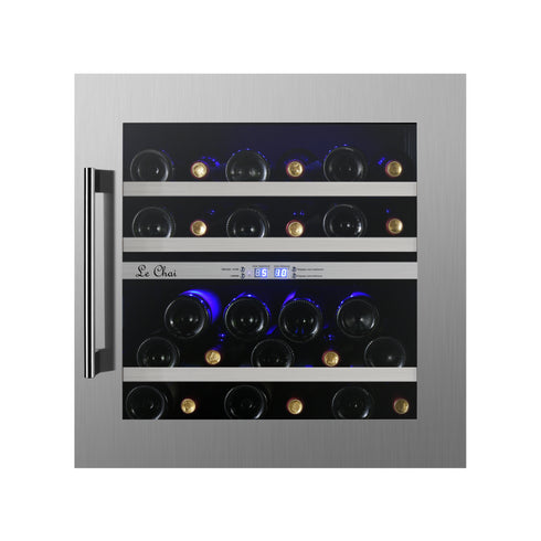 Cave à vin inox 2 zones - 27 bouteilles - +5/+12°C et +12/+22°C