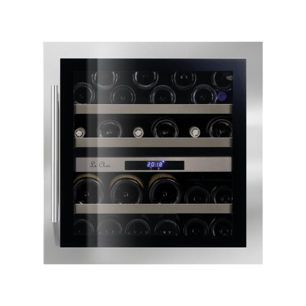 Cave à vin inox 2 zones - 34 bouteilles - +5/+10°C et +10/+20°C