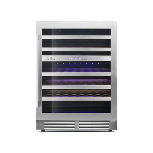 Cave à vin inox 2 zones - 46 bouteilles - +5/+10°C et +10/+18°C