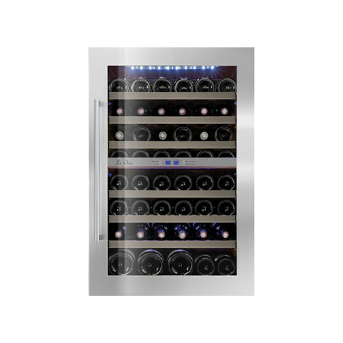 Cave à vin inox 2 zones - 50 bouteilles - +5/+10°C et +10/+18°C