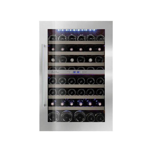 Cave à vin inox 2 zones - 50 bouteilles - +5/+10°C et +10/+18°C