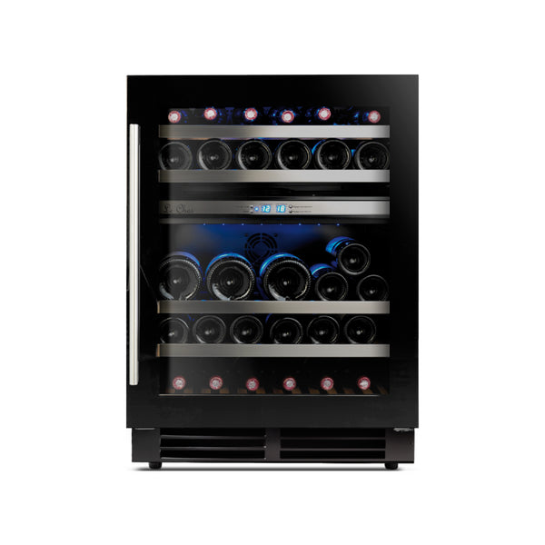 Cave à vin noir 2 zones - 44 bouteilles - +5/+10°C et +10/+18°C