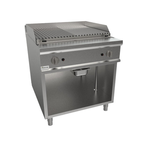 Grillade à pierres volcaniques sur meuble ouvert 800x900x850mm