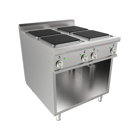 Cuisinière électrique 4 feux sur meuble ouvert 800x900x850mm 16kW