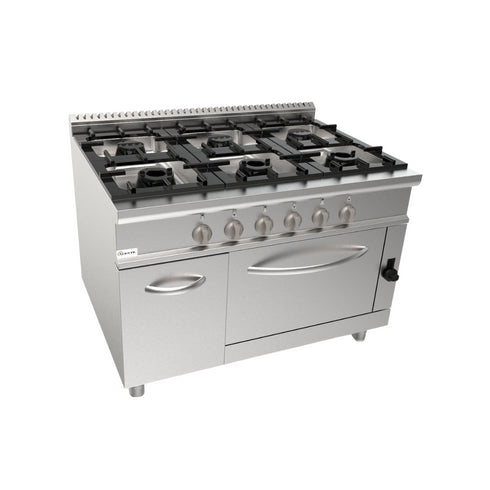 Cuisinière gaz sur four gaz 6 feux 1200x900x850mm 53kW