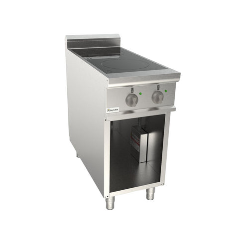 Cuisinière à induction 2 feux sur meuble ouvert 400x900x850mm