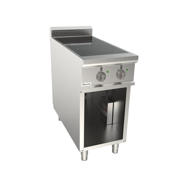 Cuisinière à induction 2 feux sur meuble ouvert 400x900x850mm