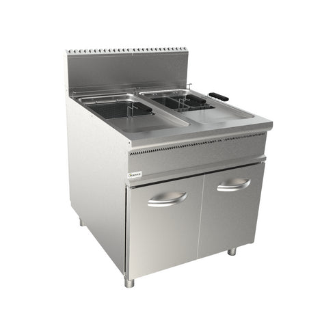 Friteuse à gaz sur meuble avec 2 portes 2x17L 800x900x850mm 33kW