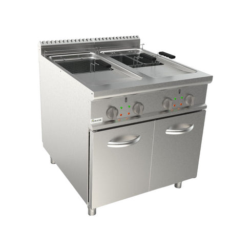 Friteuse électrique sur meuble avec porte 2x17L 800x900x850mm 33kW
