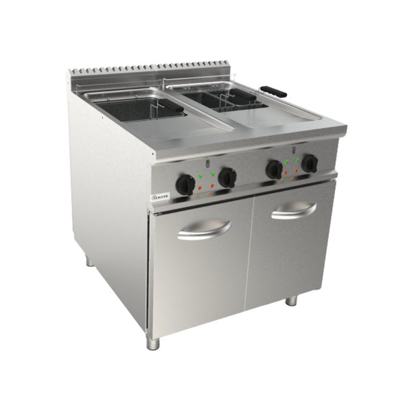 Friteuse électrique sur meuble avec porte 2x21L 800x900x850mm 40kW