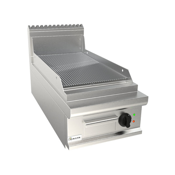 Plancha plaques à snacker rainurée chromée électrique à poser 400x900x270mm