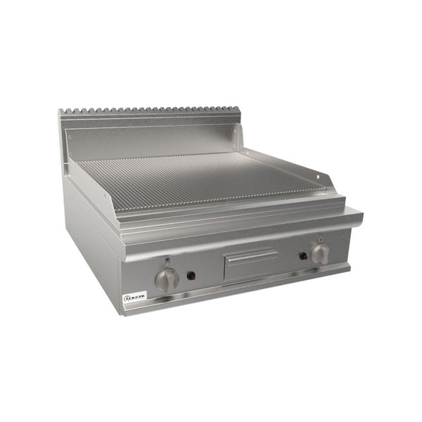 Plancha plaques à snacker rainurée chromée à gaz à poser 800x900x270mm