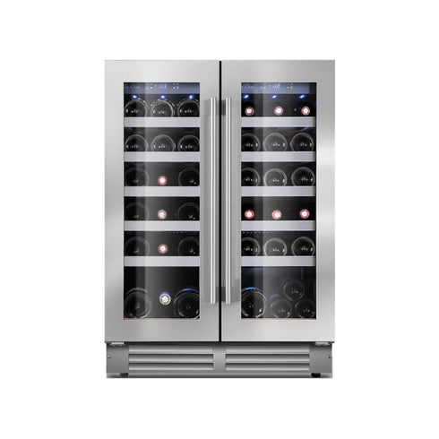 Cave à vin inox 2 zones - 38 bouteilles - +5/+18°C