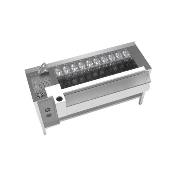 Table cocktail non réfrigérée avec évier à gauche - 1600x745x900mm