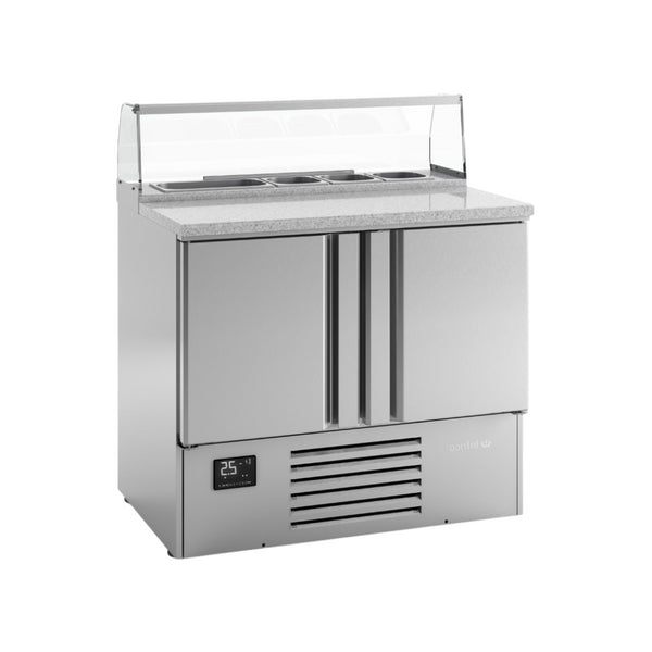 Table à pizza réfrigérée positive 0/+6°C en granit 2 portes 978x700x865mm