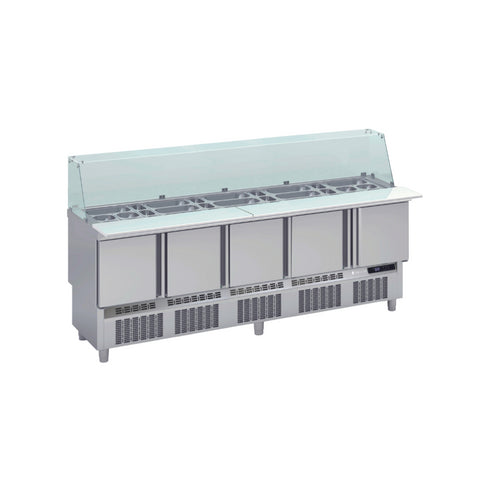 Meuble de préparation fast-food GN 1/1 réfrigérée positive 0/+8°C gamme TOP - 2275x700x890mm