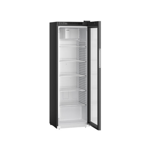 Armoire réfrigérée à boisson positive ventilée en époxy noir 1 porte vitrée - 400 litres