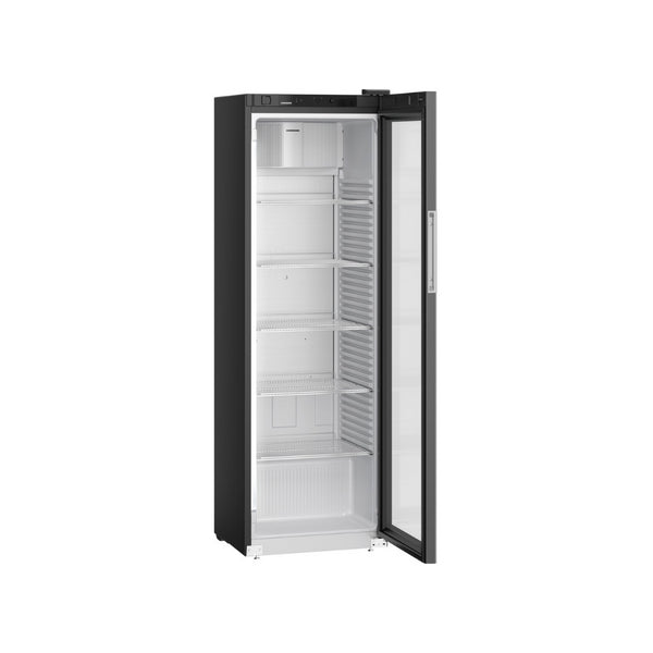 Armoire réfrigérée à boisson positive ventilée en époxy noir 1 porte vitrée - 400 litres