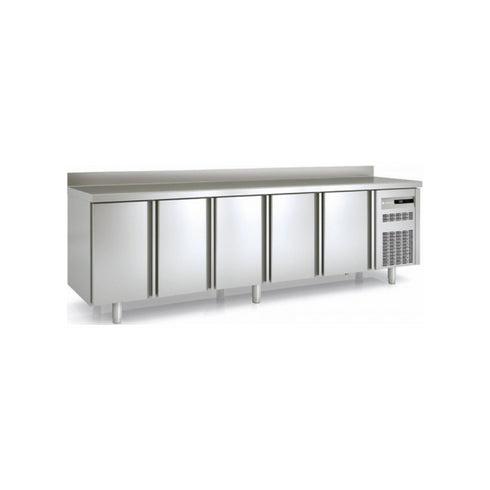 Meuble GN 1/1 réfrigérée positive -2/+8°C gamme TOP - 5 portes pleines - 2695x700x850mm