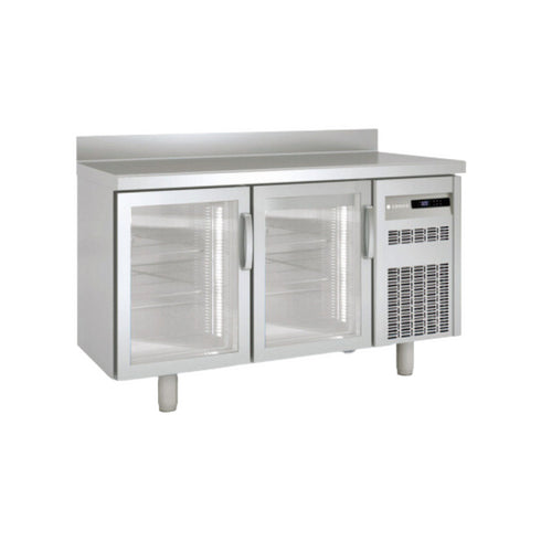 Meuble snack réfrigérée positive -2/+8°C gamme TOP - 2 portes vitrées - 1495x600x850mm