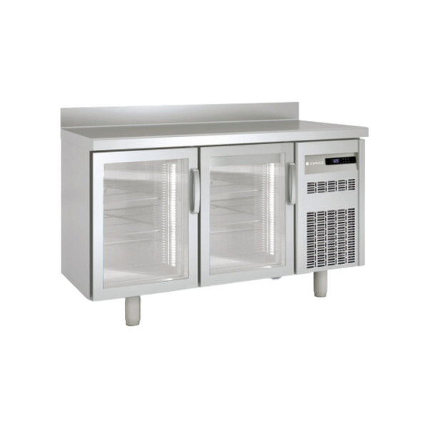 Meuble snack réfrigérée positive -2/+8°C gamme TOP - 2 portes vitrées - 1495x600x850mm