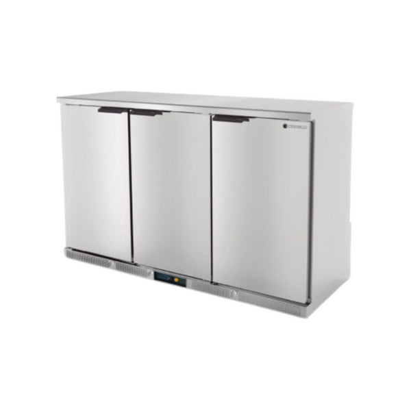 Arrière bar en inox 3 portes pleines battantes +2/+8°C - 1375x520x850mm