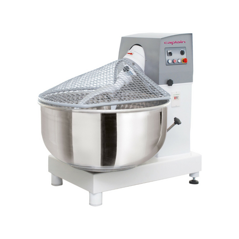 Pétrin à axe oblique 80 Kg - Tête fixe - 2 vitesses passage auto - Triphasé 400V