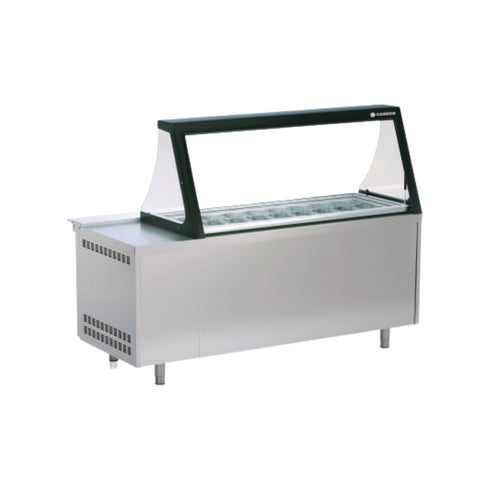 Meuble salade-bar avec vitre frontale rabattable réfrigérée positive 0/+8°C gamme TOP - 2020x800x870/1490mm