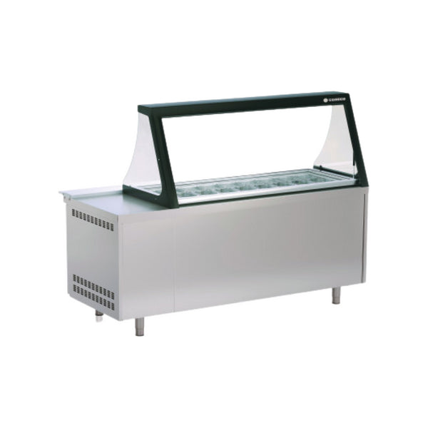 Meuble salade-bar avec vitre frontale rabattable réfrigérée positive 0/+8°C gamme TOP - 2020x800x870/1490mm