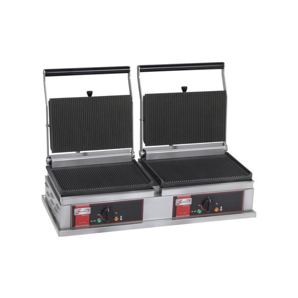 Panini double en fonte rainurée - 800x429x301mm - 2x3 kW Mono 230V