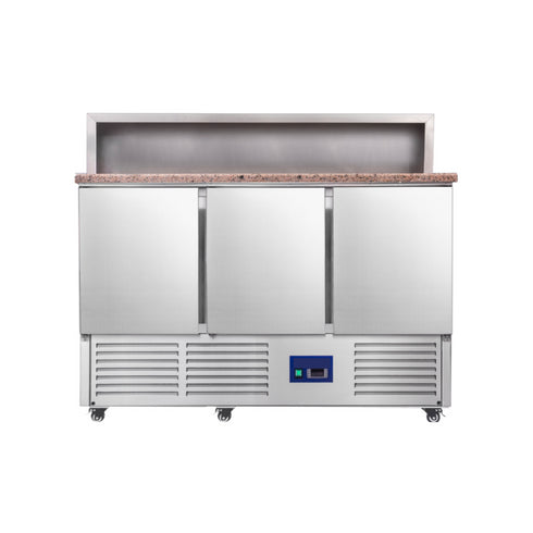 Table à pizza réfrigérée positive +2/+8°C 3 portes 1365x700x885mm