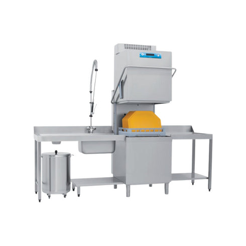 Lave vaisselle à capot RIVER - Panier 500x600mm - Passage : 465mm - avec condenseur à buée - avec pompe de vidange et adoucisseur en continu - Triphasé 400V