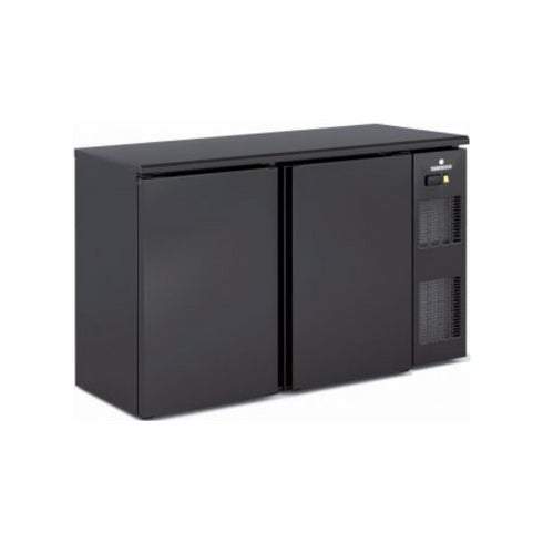 Arrière bar noir 2 portes pleines battantes +2/+8°C - 1465x530x850mm