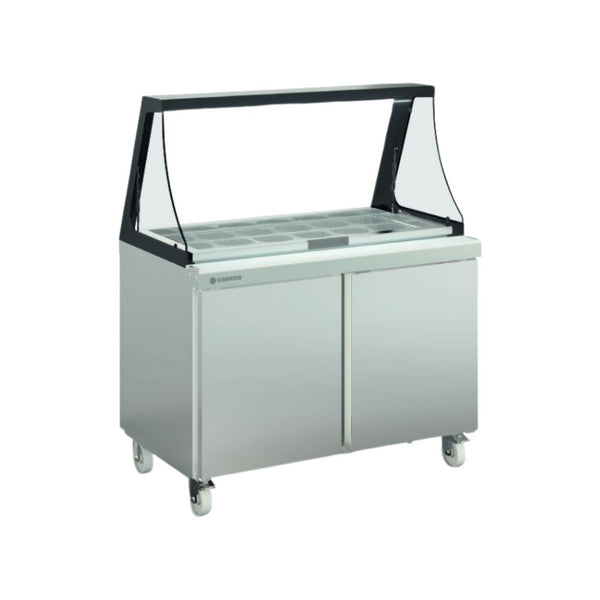 Meuble salade-bar avec vitre frontale rabattable réfrigérée positive 0/+8°C gamme TOP - 1228x830x915/1551mm