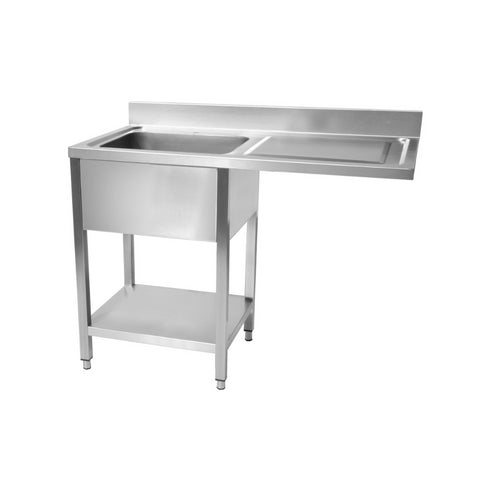 Plonge en inox 1 bac + égouttoir droite + passage lave-vaisselle