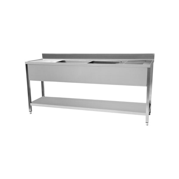 Plonge en inox 2 bacs + égouttoir droite/gauche