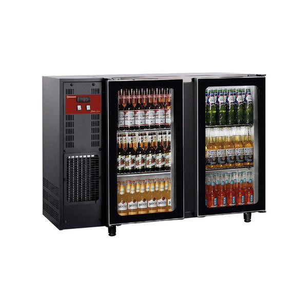 Arrière bar noir 2 portes vitrées - 1455x565x890mm